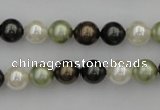 CSB314 15.5 inches 8mm round mixed color shell pearl beads