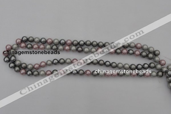 CSB315 15.5 inches 8mm round mixed color shell pearl beads