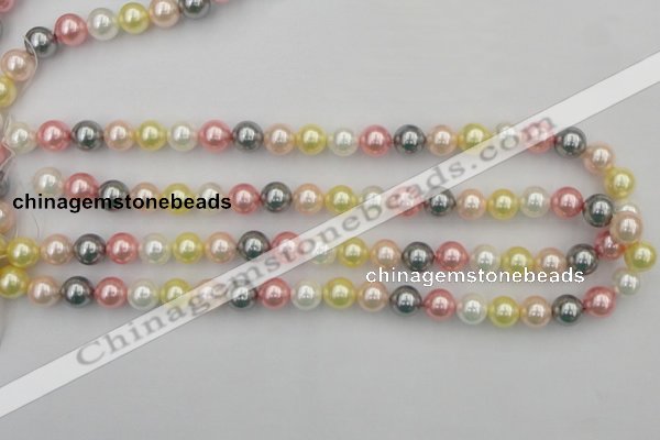 CSB323 15.5 inches 10mm round mixed color shell pearl beads