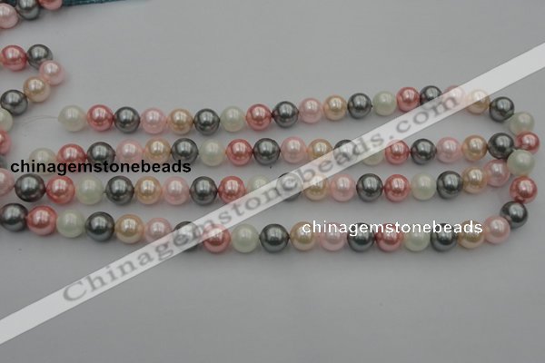 CSB326 15.5 inches 10mm round mixed color shell pearl beads