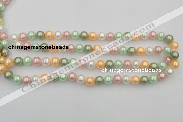 CSB327 15.5 inches 10mm round mixed color shell pearl beads