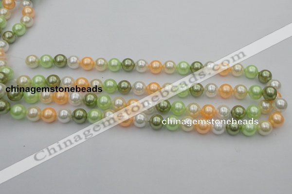 CSB328 15.5 inches 10mm round mixed color shell pearl beads
