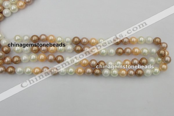 CSB332 15.5 inches 10mm round mixed color shell pearl beads