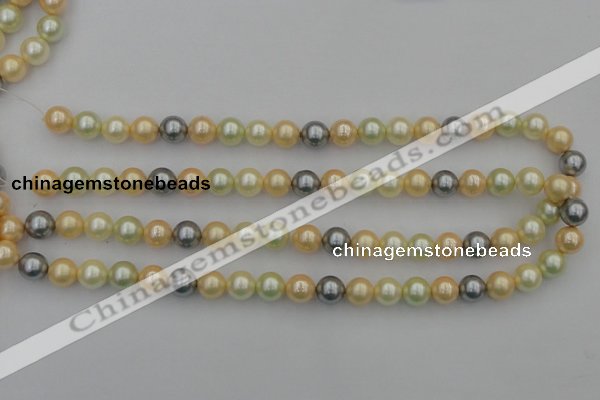 CSB333 15.5 inches 10mm round mixed color shell pearl beads