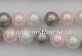 CSB335 15.5 inches 10mm round mixed color shell pearl beads