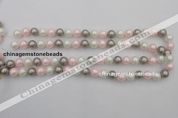 CSB335 15.5 inches 10mm round mixed color shell pearl beads