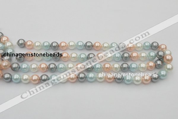 CSB336 15.5 inches 10mm round mixed color shell pearl beads