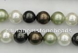 CSB337 15.5 inches 10mm round mixed color shell pearl beads