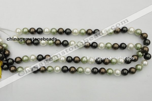 CSB337 15.5 inches 10mm round mixed color shell pearl beads