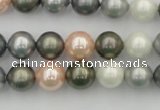 CSB338 15.5 inches 10mm round mixed color shell pearl beads