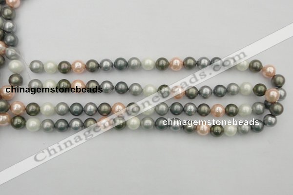 CSB338 15.5 inches 10mm round mixed color shell pearl beads