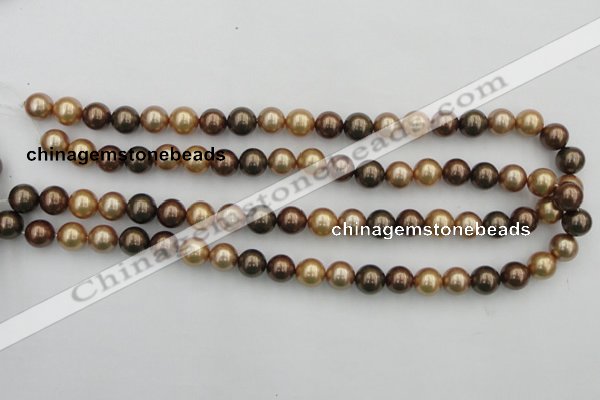 CSB342 15.5 inches 10mm round mixed color shell pearl beads