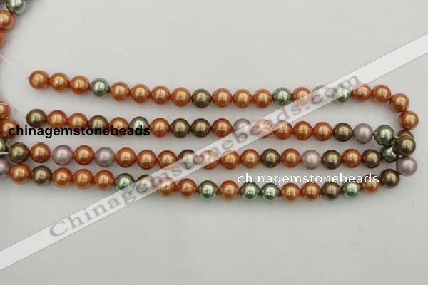 CSB343 15.5 inches 10mm round mixed color shell pearl beads