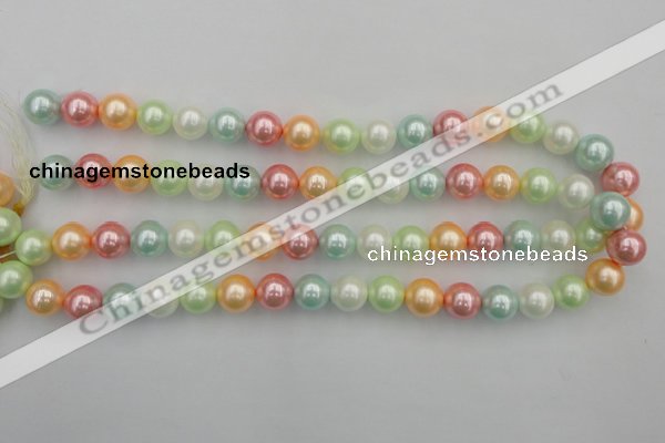 CSB353 15.5 inches 12mm round mixed color shell pearl beads
