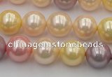 CSB354 15.5 inches 12mm round mixed color shell pearl beads