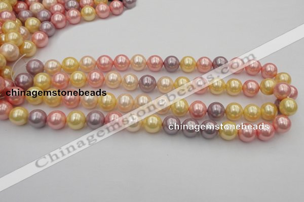 CSB354 15.5 inches 12mm round mixed color shell pearl beads