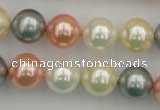 CSB355 15.5 inches 12mm round mixed color shell pearl beads