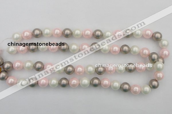 CSB356 15.5 inches 12mm round mixed color shell pearl beads