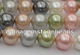 CSB357 15.5 inches 12mm round mixed color shell pearl beads