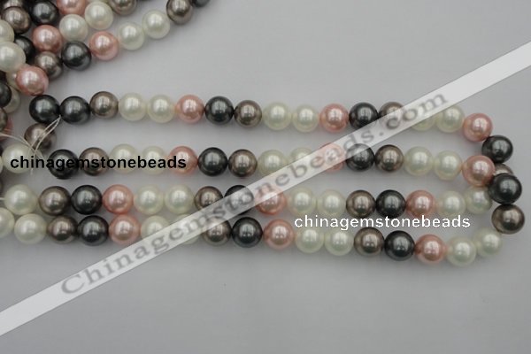 CSB358 15.5 inches 12mm round mixed color shell pearl beads