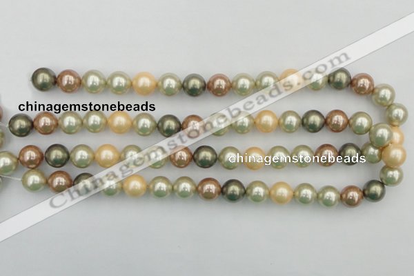 CSB359 15.5 inches 12mm round mixed color shell pearl beads