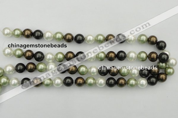 CSB362 15.5 inches 12mm round mixed color shell pearl beads