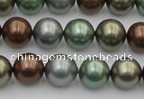 CSB367 15.5 inches 12mm round mixed color shell pearl beads