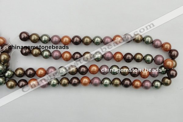 CSB368 15.5 inches 12mm round mixed color shell pearl beads