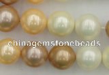 CSB371 15.5 inches 14mm round mixed color shell pearl beads