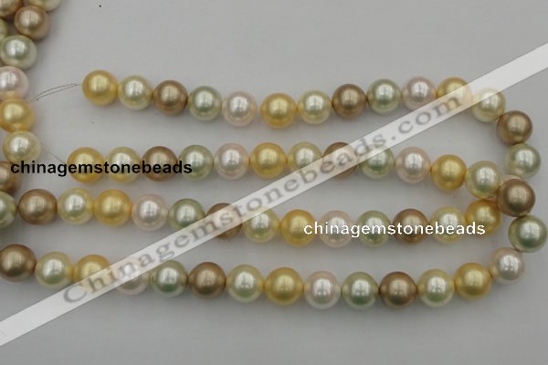 CSB372 15.5 inches 14mm round mixed color shell pearl beads