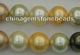 CSB374 15.5 inches 14mm round mixed color shell pearl beads