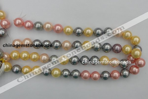 CSB377 15.5 inches 14mm round mixed color shell pearl beads