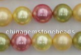 CSB378 15.5 inches 14mm round mixed color shell pearl beads