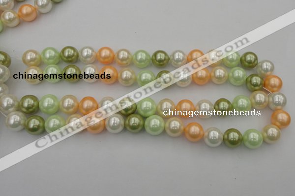 CSB379 15.5 inches 14mm round mixed color shell pearl beads