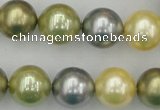 CSB380 15.5 inches 14mm round mixed color shell pearl beads