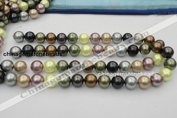 CSB381 15.5 inches 14mm round mixed color shell pearl beads