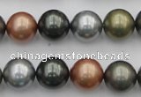 CSB382 15.5 inches 14mm round mixed color shell pearl beads