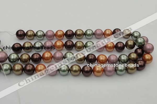 CSB383 15.5 inches 14mm round mixed color shell pearl beads