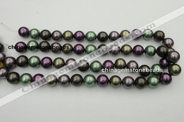 CSB386 15.5 inches 14mm round mixed color shell pearl beads