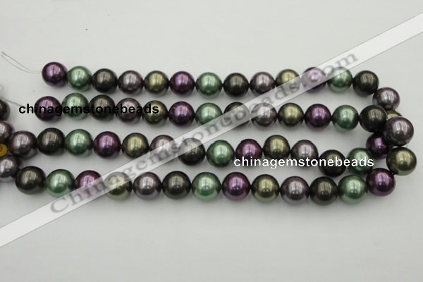 CSB386 15.5 inches 14mm round mixed color shell pearl beads