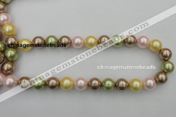 CSB393 15.5 inches 16mm round mixed color shell pearl beads