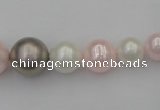 CSB406 15.5 inches 8mm - 16mm round mixed color shell pearl beads