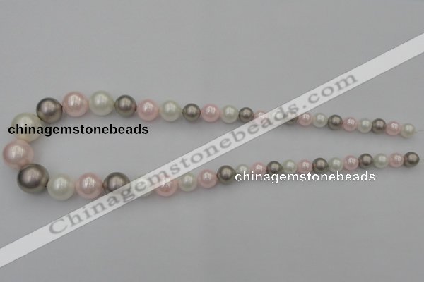 CSB406 15.5 inches 8mm - 16mm round mixed color shell pearl beads