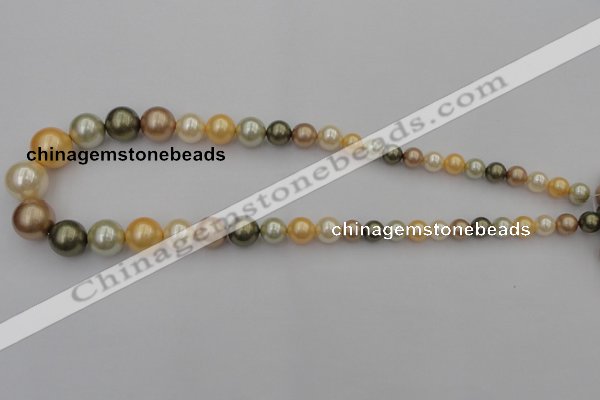 CSB407 15.5 inches 8mm - 16mm round mixed color shell pearl beads