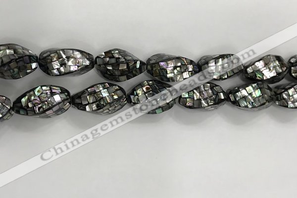 CSB4071 15.5 inches 14*26mm twisted rice abalone shell beads wholesale