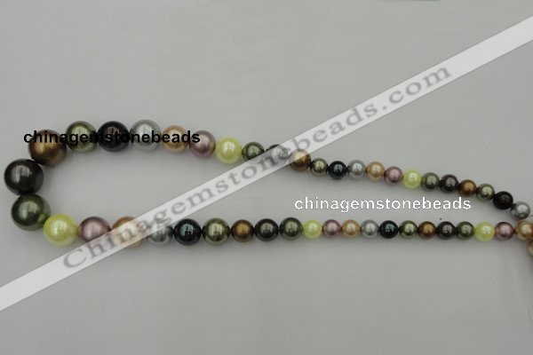 CSB409 15.5 inches 8mm - 16mm round mixed color shell pearl beads