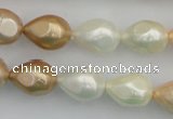 CSB415 12*15.5mm faceted teardrop mixed color shell pearl beads