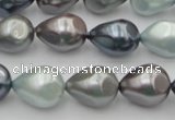 CSB417 12*15.5mm faceted teardrop mixed color shell pearl beads