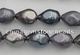 CSB418 12*15.5mm faceted teardrop mixed color shell pearl beads
