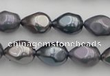 CSB418 12*15.5mm faceted teardrop mixed color shell pearl beads